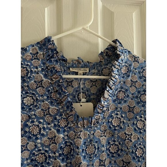 Fitzroy & Willa Patterned Blue Blouse NEW - Picture 3 of 4